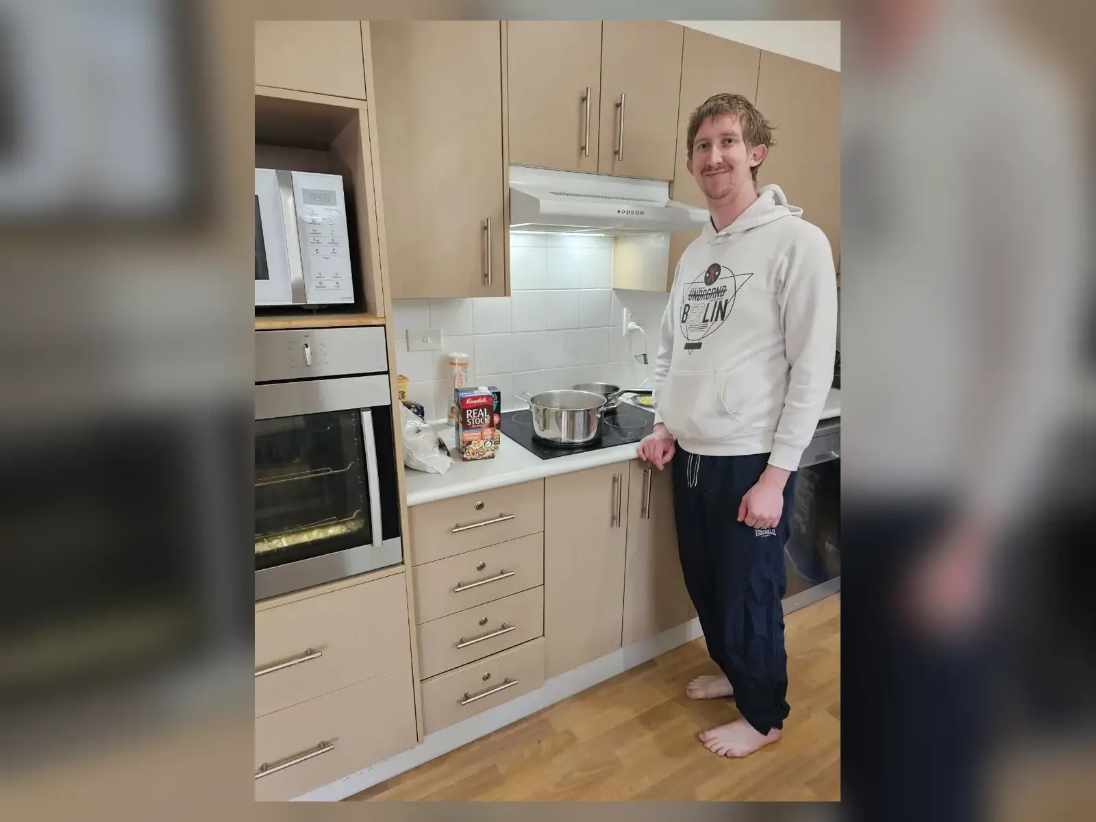 Participant practising independent cooking skills at home